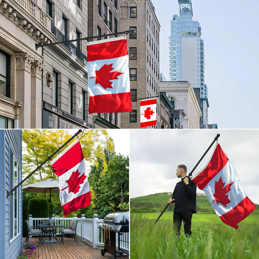 ZMTECH Flag Pole - Upgraded Bracket, 6 FT Stainless Steel Flag Poles for Outside House, Residential or Commerical, Tangle Free Flag Pole Kit for American Flag (Without Flag, Black) 🍁 All In One Marketplace Canada