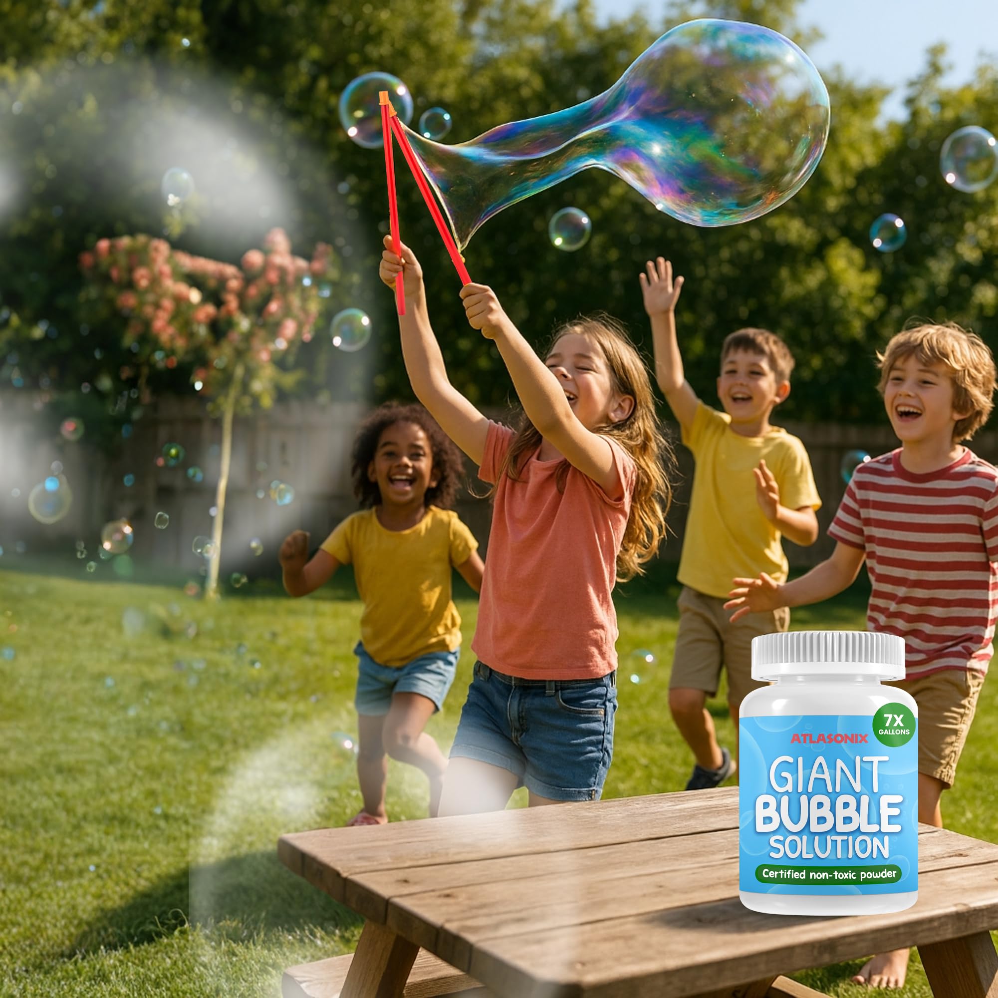 Bubbles for Kids - Giant Bubble Solution, Bubble Wands, Bubbles Powder Mix Makes 896 OZ (7 Gallons) - The Original Mix Kid Safe and Long Lasting Outdoor Toys Fun 🍁 All In One Marketplace Canada