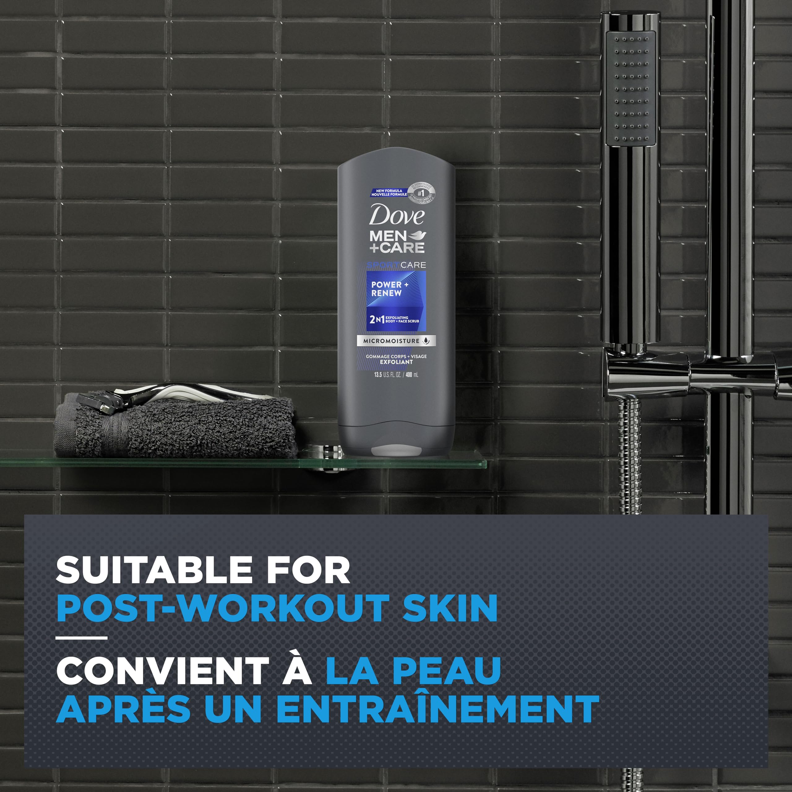 Dove Men+Care Refreshing Power + Renew 3N1 Body, Hair and Face Wash with 24-Hour Nourishing Micromoisture Technology Body Wash for Men 400 ml (Pack of 4) 🍁 All In One Marketplace Canada