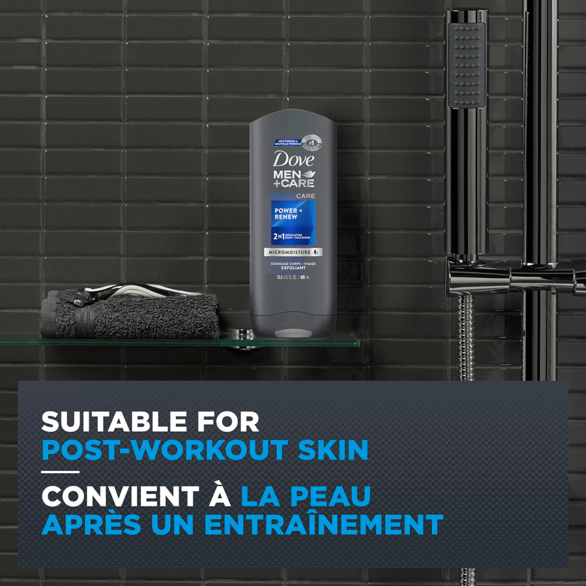 Dove Men+Care Refreshing Power + Renew 3N1 Body, Hair and Face Wash with 24-Hour Nourishing Micromoisture Technology Body Wash for Men 400 ml (Pack of 4) 🍁 All In One Marketplace Canada