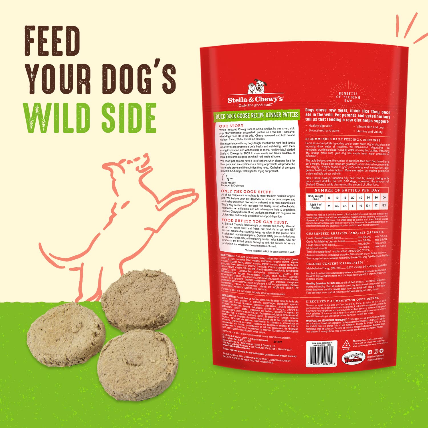 Stella & Chewy’s Freeze Dried Raw Dinner Patties – Grain Free Dog Food, Protein Rich Duck Duck Goose Recipe – 708g Bag 🍁 All In One Marketplace Canada