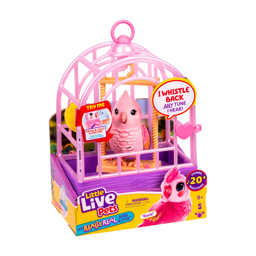 Little Live Pets My Really Real Bird & Cage - Rosie, Interactive, Realistic Pet, 20+ Sounds & Reactions (25cm/9,8in Cage, 10,9cm/4,3in Bird), Records & Repeats or Whistles Back, Carry & Display 🍁 All In One Marketplace Canada