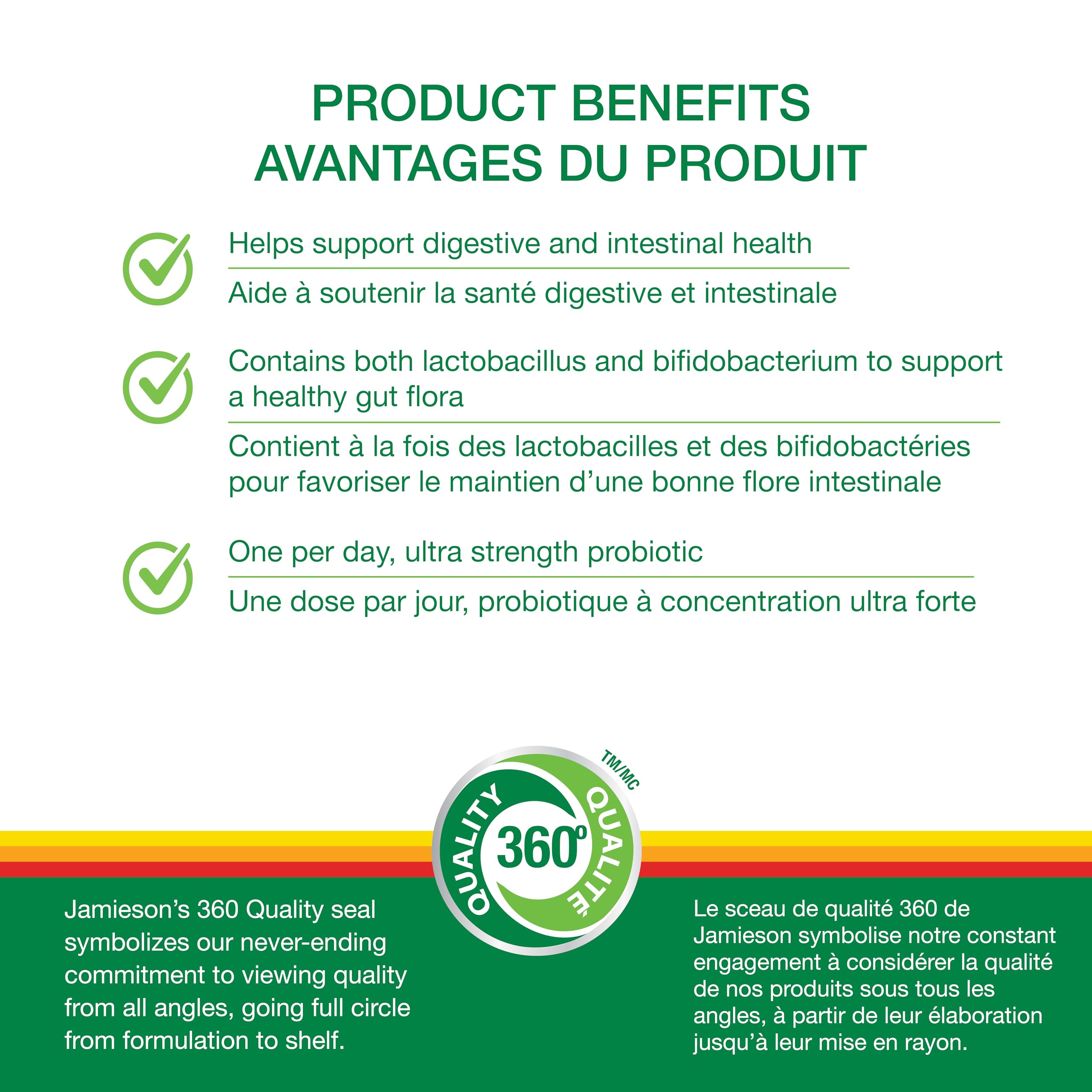 Jamieson Probiotic 60 Billion Active Cells, Ultra Strength, Supports Digestive Health and Intestinal Health. 9 Unique Strains, Including Lactobacillus and Bifidobacterium, Non-GMO, Gluten-Free, 24 Vegetarian capsules 🍁 All In One Marketplace Canada
