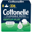 Cottonelle GentlePlus Flushable Wet Wipes with Aloe & Vitamin E, Adult Wet Wipes, 8 Flip-Top Packs, 42 Wipes per Pack (336 Total Flushable Wipes) 🍁 All In One Marketplace Canada