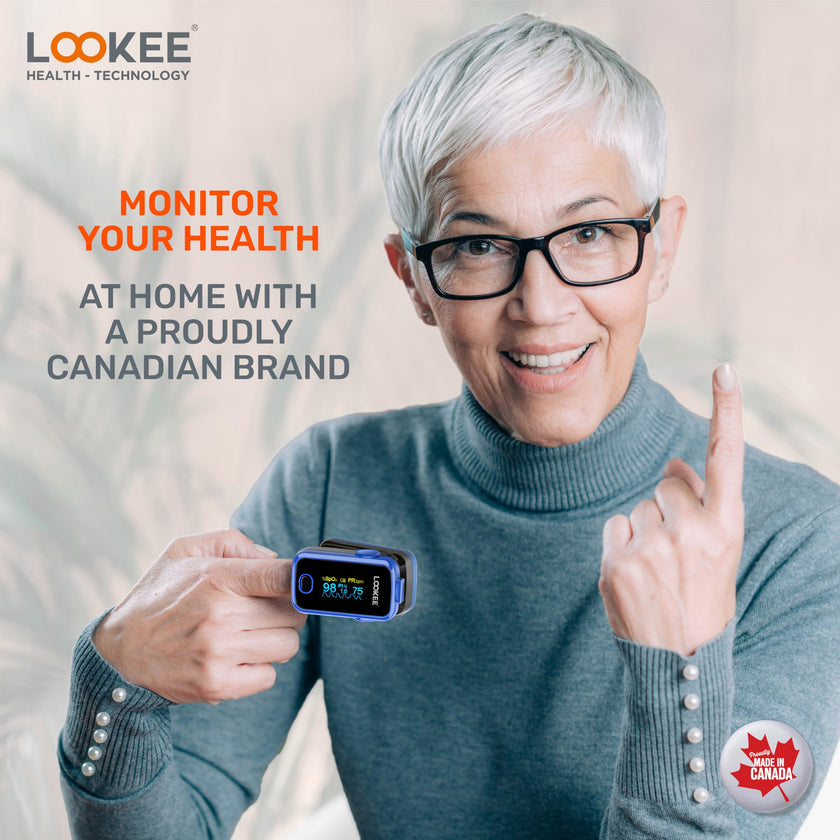 LOOKEE A310 Premium Pulse Oximeter Finger Heart Rate Oxygen Monitor | Proudly Canadian | SpO2 Blood Oxygen Level | Medical Accuracy, Alarm & PI | OLED Display | Carry Case & Batteries | Blue 🍁 All In One Marketplace Canada