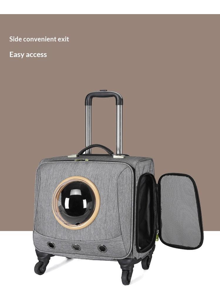 Rolling Pet Carrier Suitcase with Trolley Handle & Breathable Window