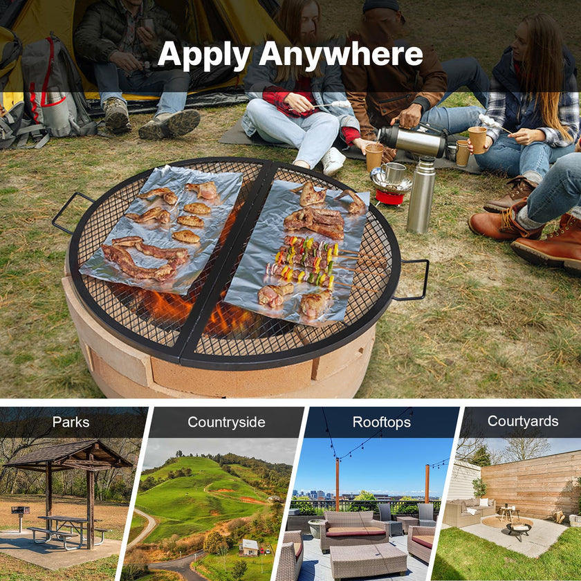 VEVOR X-Marks Fire Pit Grill Grate, Foldable Round Cooking Grate, Heavy Duty Steel Campfire BBQ Grill Grid with Handle and Support X Wire, Portable Camping Cookware for Outside Party, 36 Inch Black 🍁 All In One Marketplace Canada