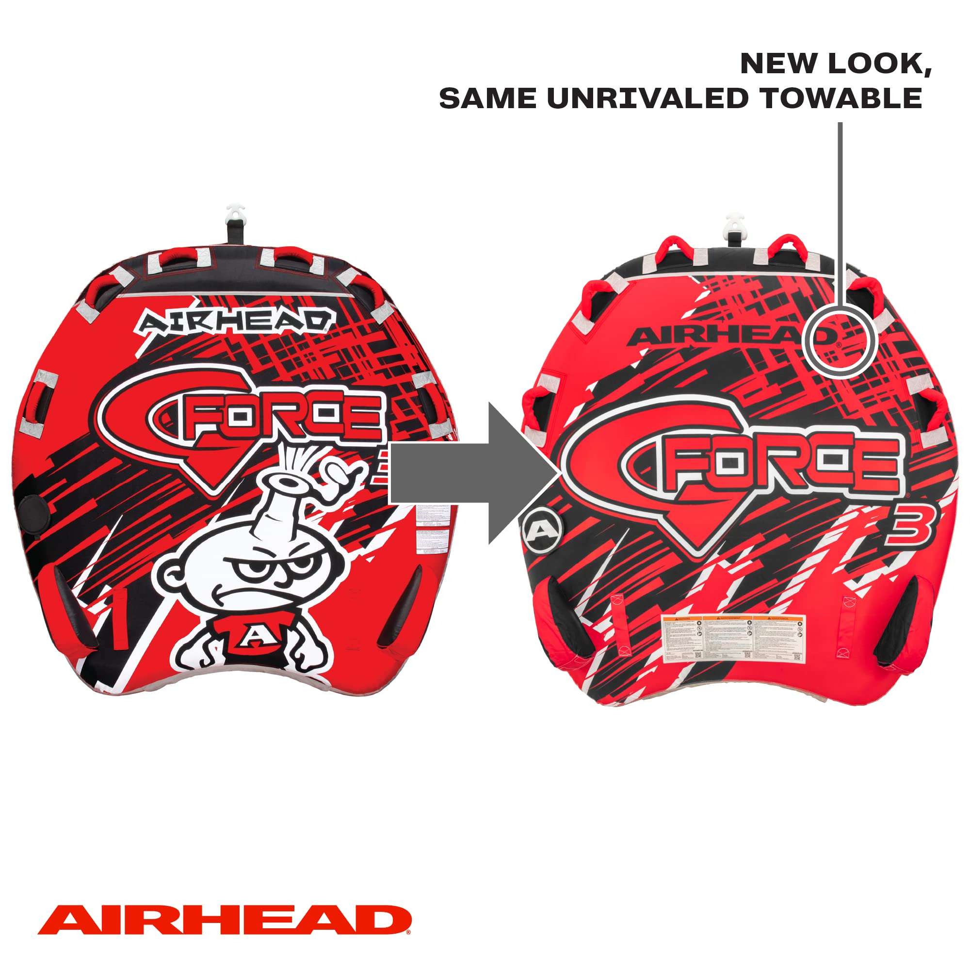 AirHead G-Force 3 Towable 1-3 Rider Tube for Boating and Water Sports, Heavy Duty Full Nylon Cover with Zipper, EVA Foam Pads, and Patented Speed Safety Valve for Easy Inflating & Deflating 🍁 All In One Marketplace Canada