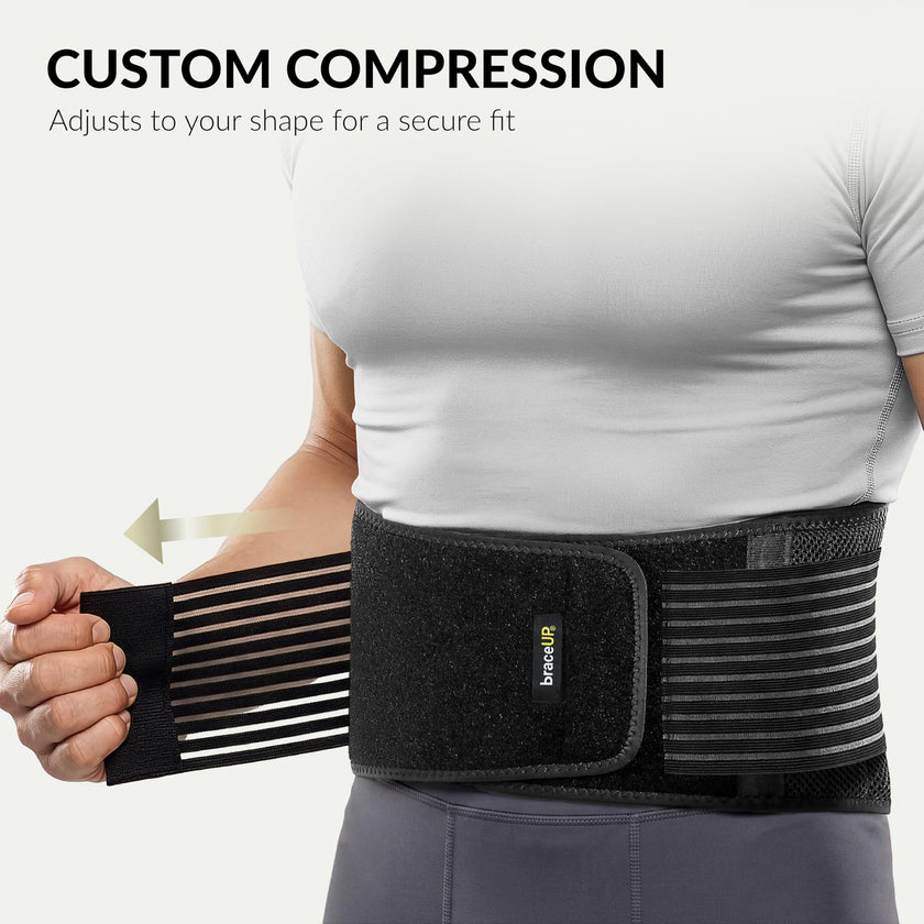 BraceUP Back Support, Back Brace for Men and Women - Lumbar Support Lower Back Belt for Back Pain Relief, Herniated Disc, Heavy lifting, with Dual Adjustable Straps (L/XL 90-110 cm) 🍁 All In One Marketplace Canada