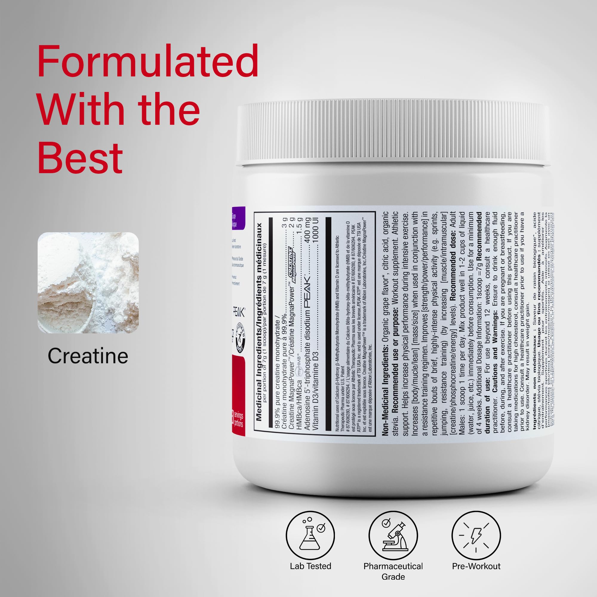 atplab Myoprime Creatine Monohydrate Powder, Creatine, Organic Grape, 210 g 🍁 All In One Marketplace Canada