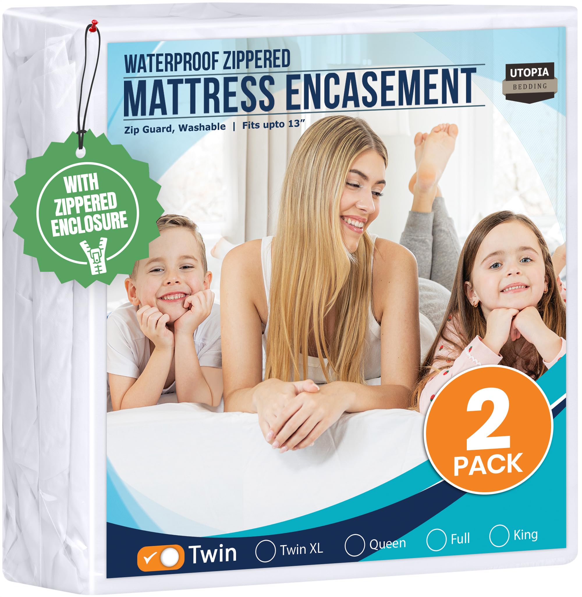 Utopia Bedding Zippered Mattress Encasement Twin (Pack of 2) - 100% Waterproof and Bed Bug Proof Mattress Protector - Absorbent, Six-Sided Mattress Cover 🍁 All In One Marketplace Canada