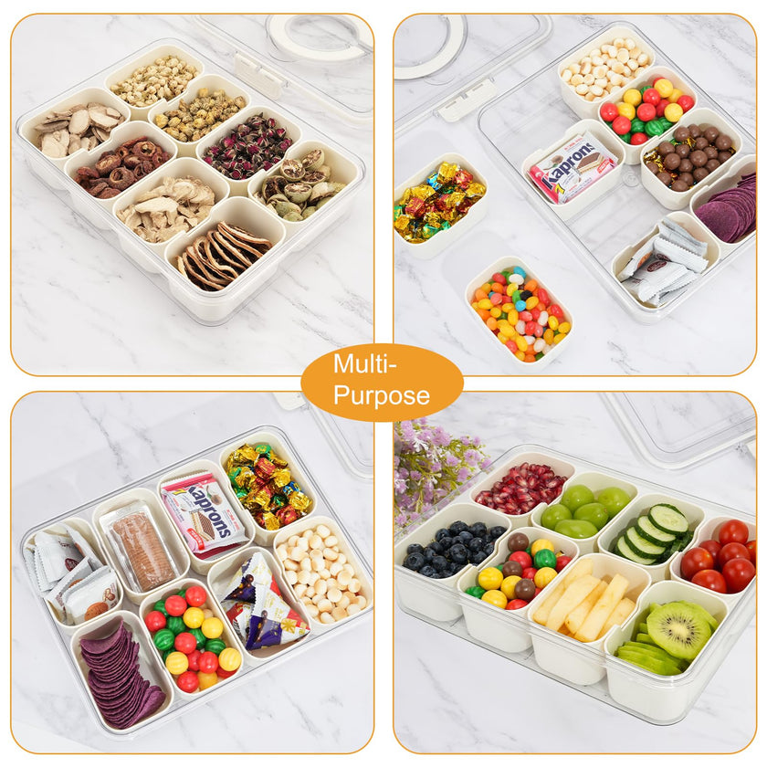 BETA SPACE Snack Box Containers, Divided Serving Tray with Lid, Veggie Tray Snackle Box Charcuterie Board with Lid,8 Inside Containers 🍁 All In One Marketplace Canada