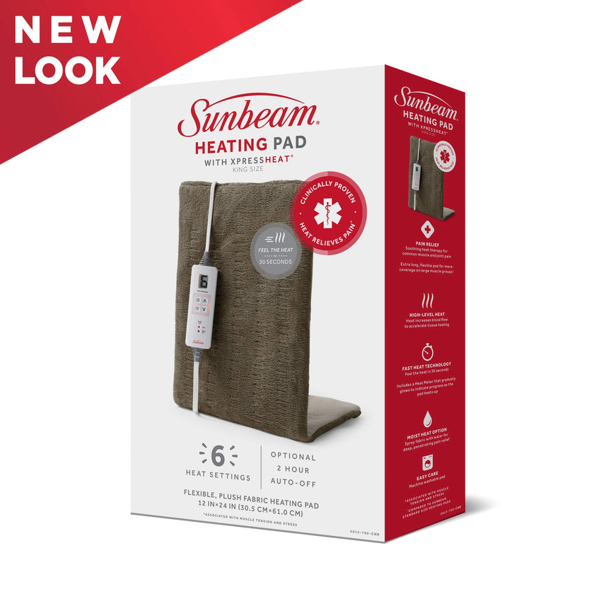 Sunbeam Premium Heating Pad with XpressHeat Technology - Electric Heating Pad for Neck, Shoulder and Back Pain, King Size, Brown 🍁 All In One Marketplace Canada