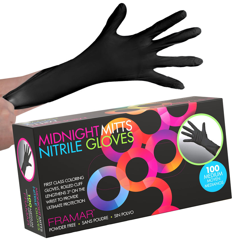 FRAMAR Black Nitrile Gloves – Black Disposable Gloves, Cleaning Gloves, Mechanic Gloves, Plastic Gloves Disposable (Medium) 🍁 All In One Marketplace Canada