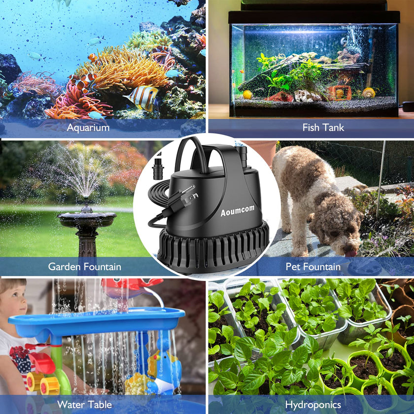 Aoumcom 200GPH Submersible Water Pump, 10W Water Fountain Pump, Aquarium Pump, 750L/H Water Pump with 7ft Power Cord for Garden Fountain, Water Table, Waterfall, Fish Tank, Pond, Hydroponics 🍁 All In One Marketplace Canada