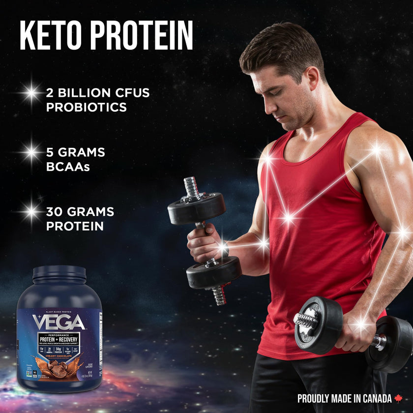 Vega Protein + Recovery, Chocolate – 30g Vegan Protein, Dairy & Gluten Free, Probiotics, NSF Certified, 1.98 kg (45 Servings) 🍁 All In One Marketplace Canada