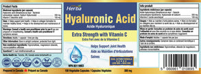 Herba Hyaluronic Acid Supplement 200mg - 100 Capsules | 100% Purity Hyaluronic Acid Capsules with Vitamin C to Support Joint and Bone Health | Made in Canada 🍁 All In One Marketplace Canada
