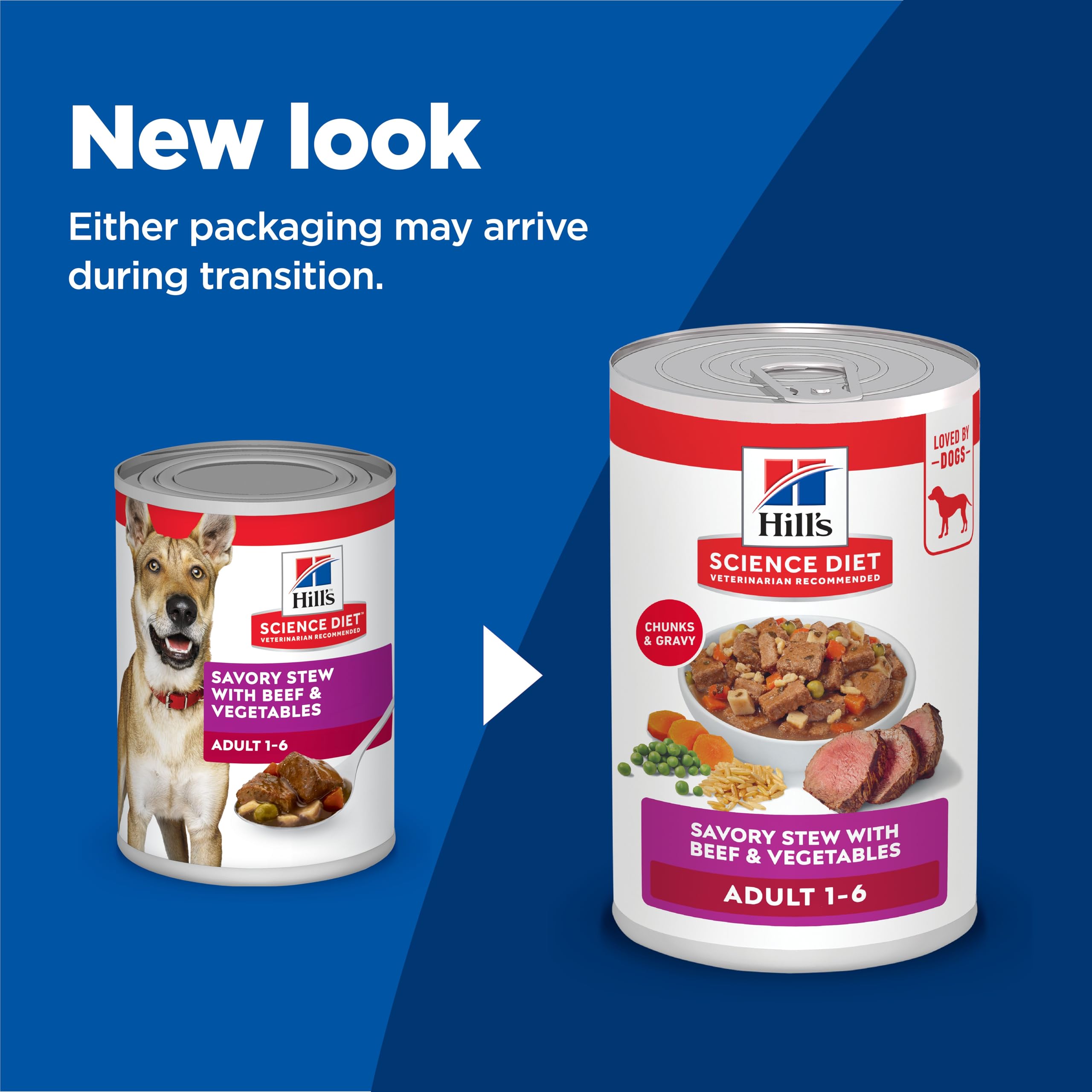Hill's Science Diet Adult 1-6, Premium Nutrition, Wet Dog Food, Beef & Vegetables Stew, 12.8 oz Can, Case of 12 🍁 All In One Marketplace Canada