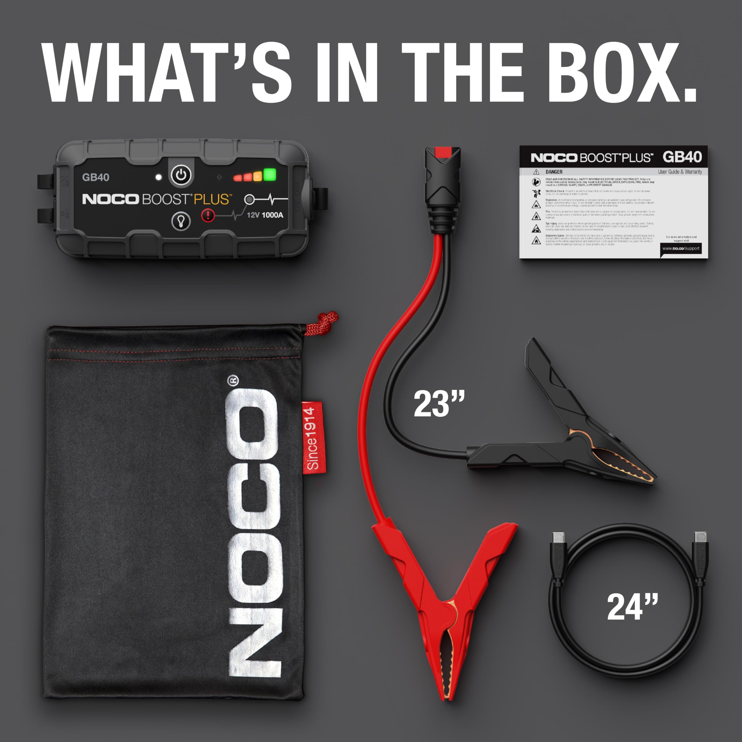 NOCO Boost GB40: 1000A UltraSafe Jump Starter – 12V Lithium Battery Booster Pack, Portable Jump Box, Power Bank & Jumper Cables - for 6.0L Gas and 3.0L Diesel Engines 🍁 All In One Marketplace Canada