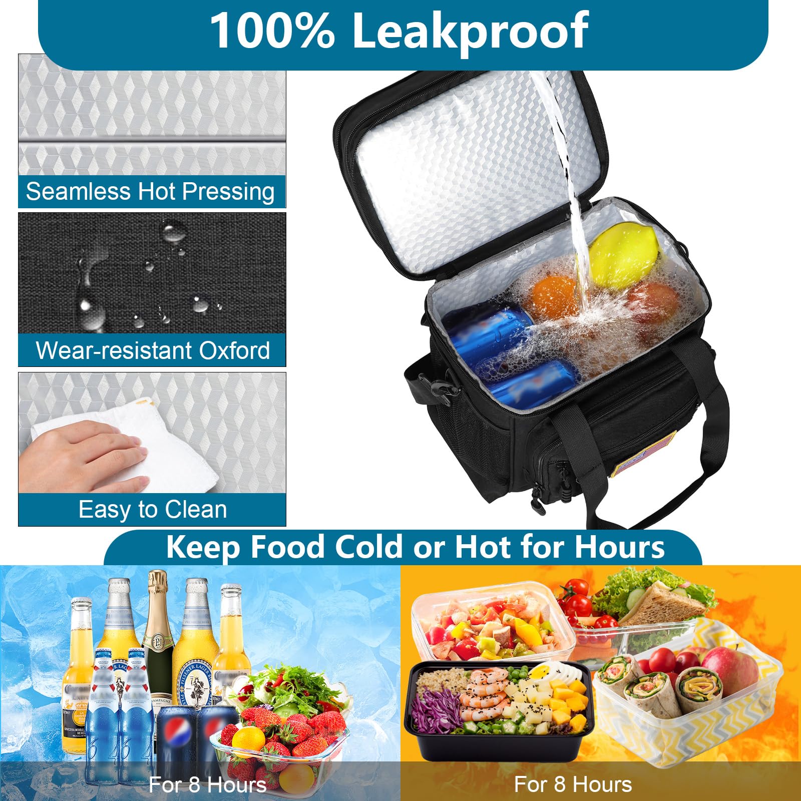 Tactical Lunch Box Cooler Bag - Expandable Insulated Lunch Bag for Men Daily - Large Lunchbox for Adults Work Shifts Outdoor Trips Black 16L 🍁 All In One Marketplace Canada