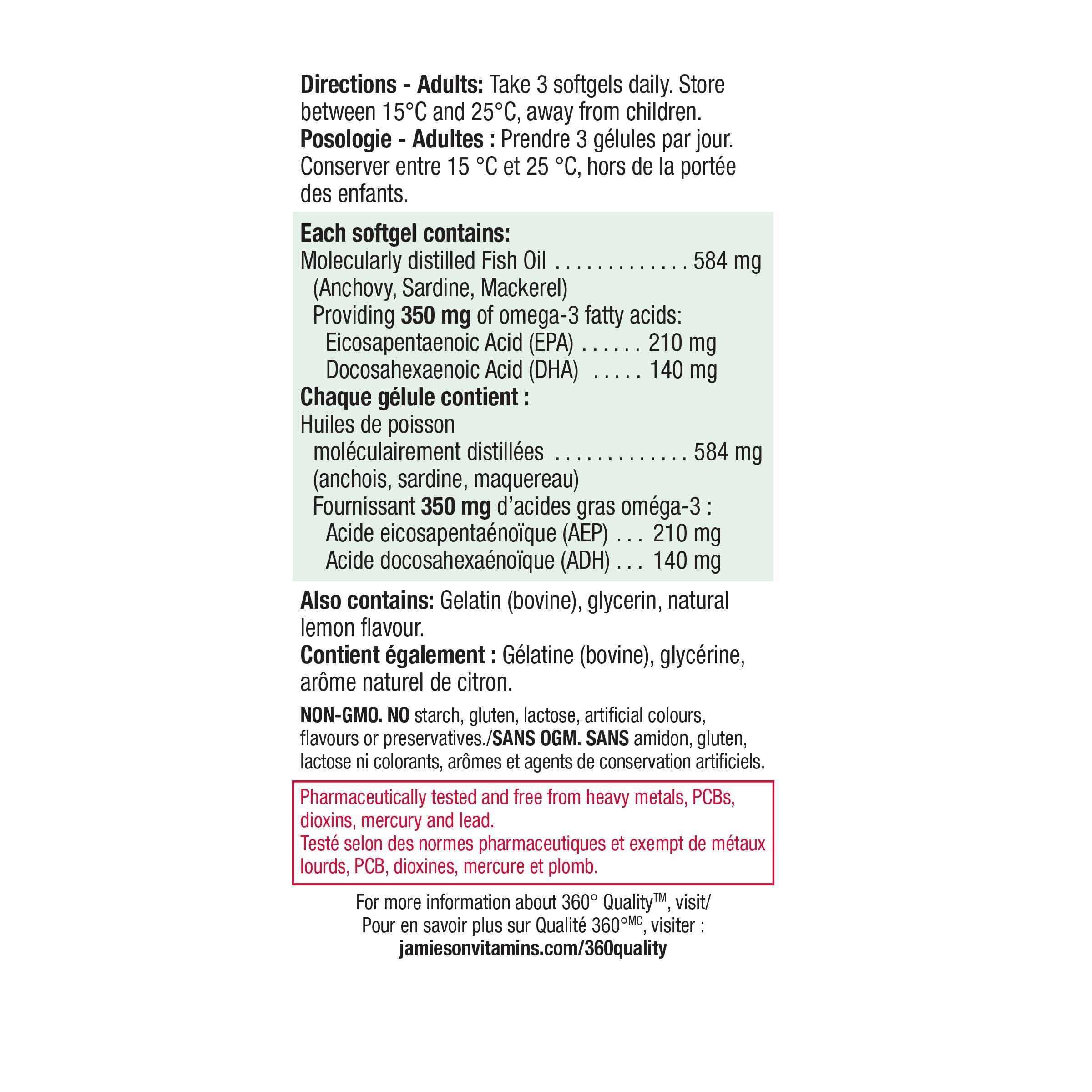 Jamieson Omega-3 Mini Softgels, No Fishy Aftertaste, Improves Heart Health, and Supports Brain Health. With 210 mg EPA and 140 mg DHA, No Burpback, Easy to Swallow, Gluten-Free, Non-GMO, 200 Count 🍁 All In One Marketplace Canada