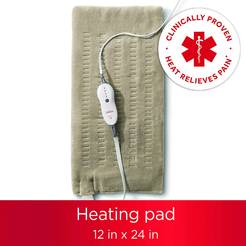 Sunbeam Premium King Size Heating Pad with Compact Storage - Moist Integrated Heating Pad for Pain Relief, 4 Heat Settings, 2 Hour Auto-Off, Beige 🍁 All In One Marketplace Canada