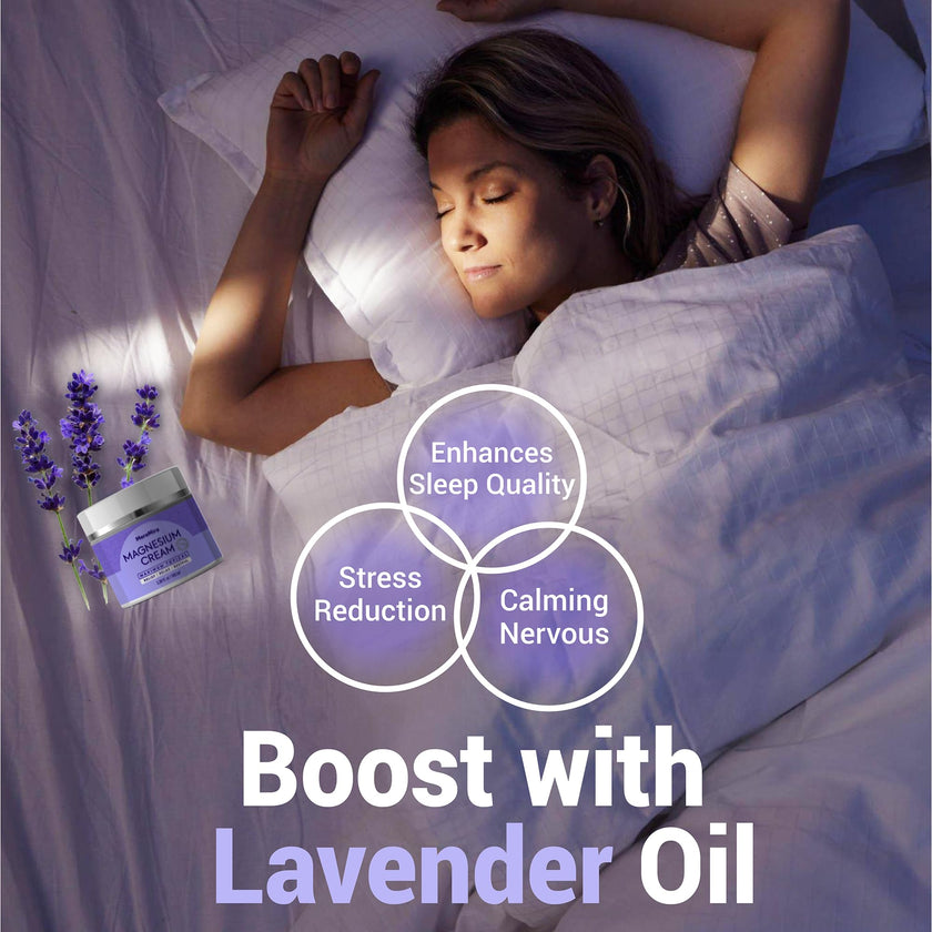 Magnesium Cream for Sleep & Muscle Relief: Topical Night Calming & Deep Relaxation - Restless Cramps Leg & Joint Care Lotion - Lavender 3.38 Fl. Oz. 🍁 All In One Marketplace Canada