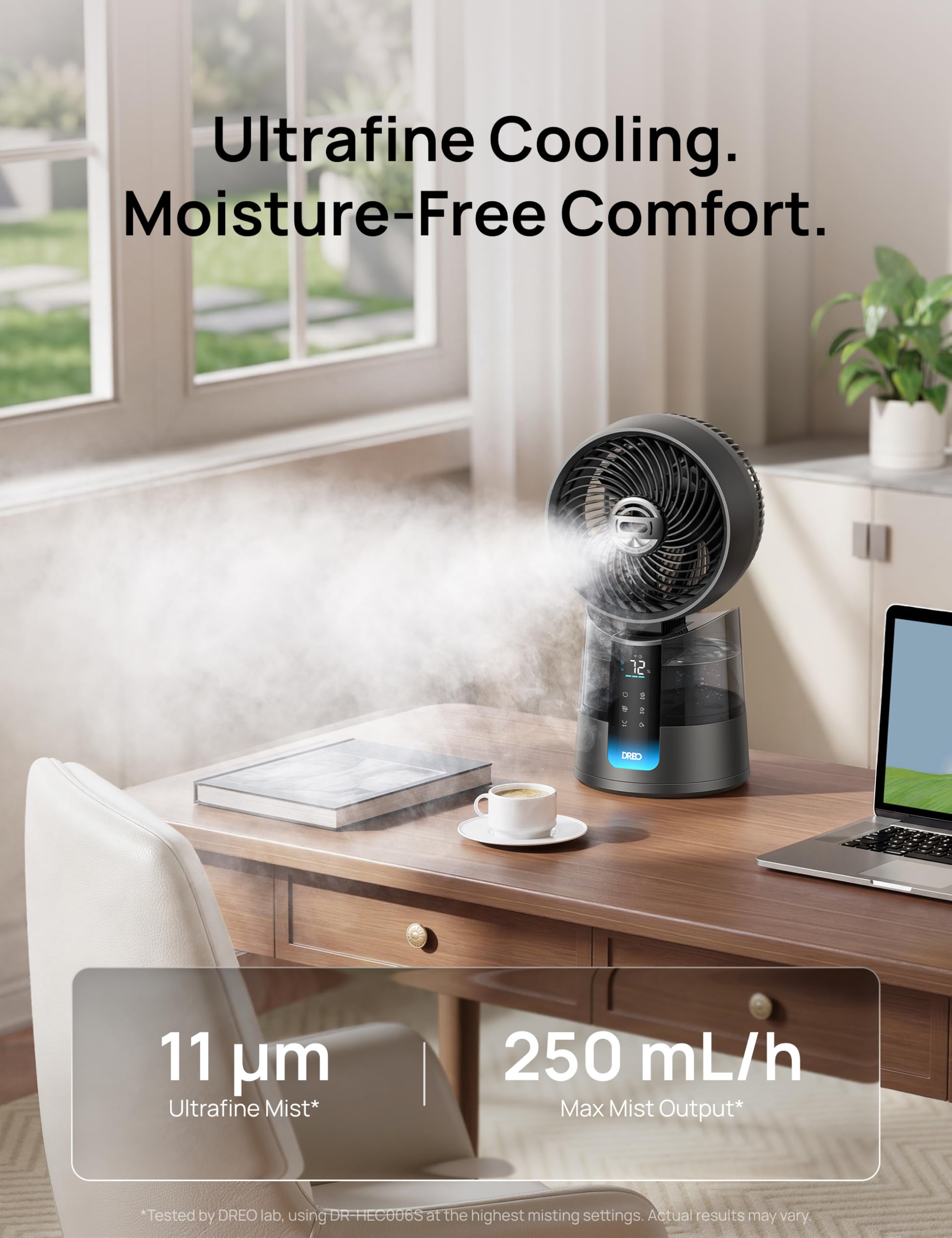 DREO TurboCool Misting Fan 516S, 150°+30°Omni-directional Oscillating Cooling Desk Fans that Blow Cold Air, 26 ft/s,Evaporative Air Cooler, 20dB, 6 Speeds 2 Modes, Remote & APP, RGB, Indoor, Grey 🍁 All In One Marketplace Canada