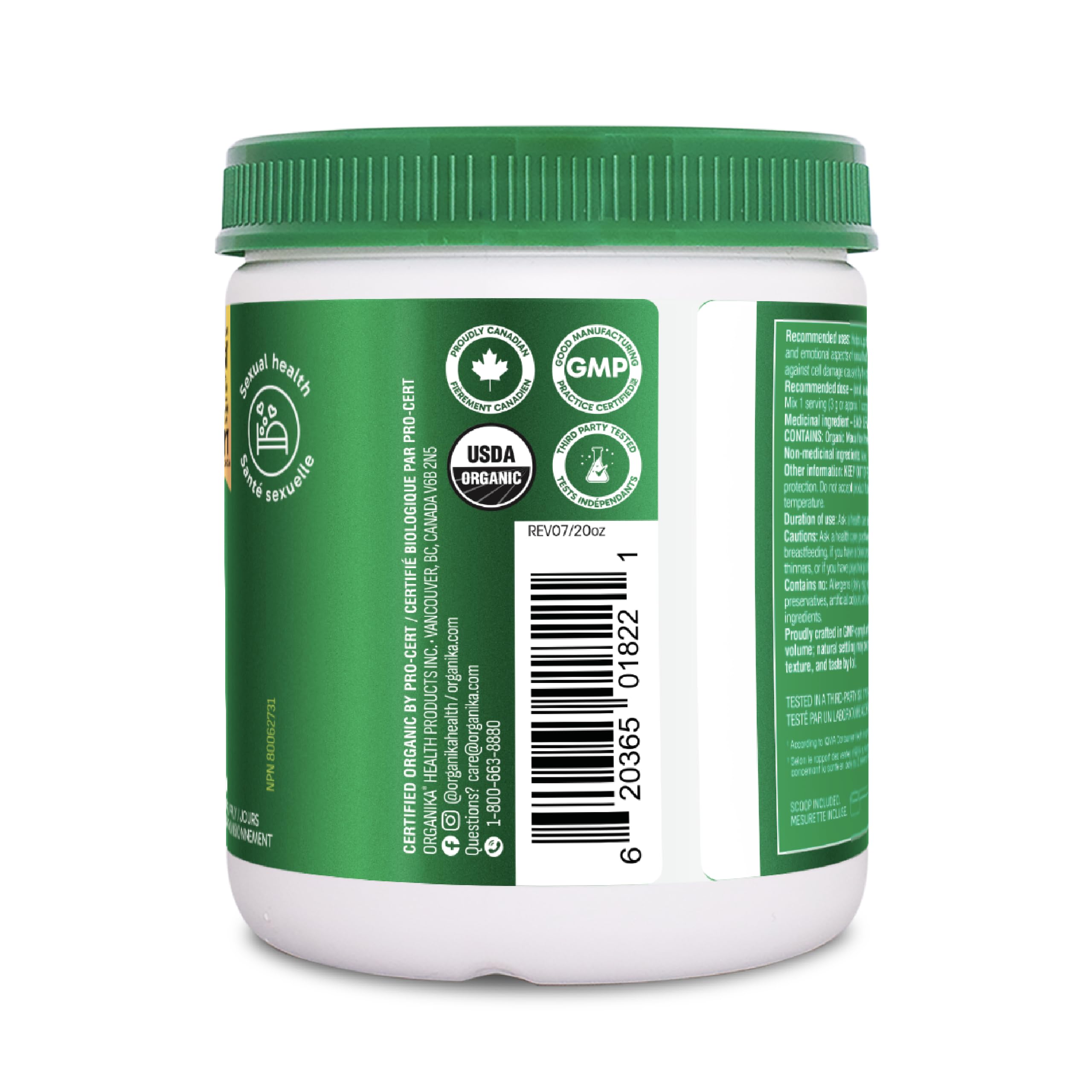 Organika Maca Certified Organic Powder- Gelatinized for High Bioavialability, Hormone Balance, Adaptogen to Help with Stress and Energy - 200 g 🍁 All In One Marketplace Canada