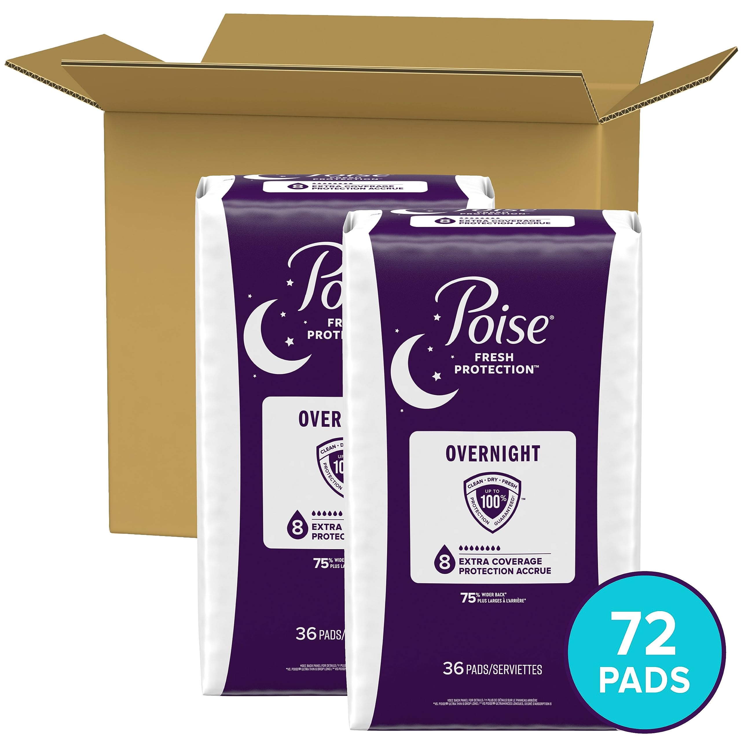 Poise Overnight Postpartum Incontinence Pads, Ultimate Absorbency, 72 Count (2 Packs of 36) 🍁 All In One Marketplace Canada