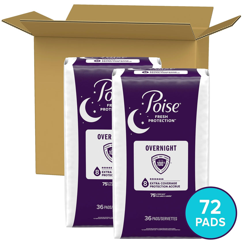Poise Overnight Postpartum Incontinence Pads, Ultimate Absorbency, 72 Count (2 Packs of 36) 🍁 All In One Marketplace Canada