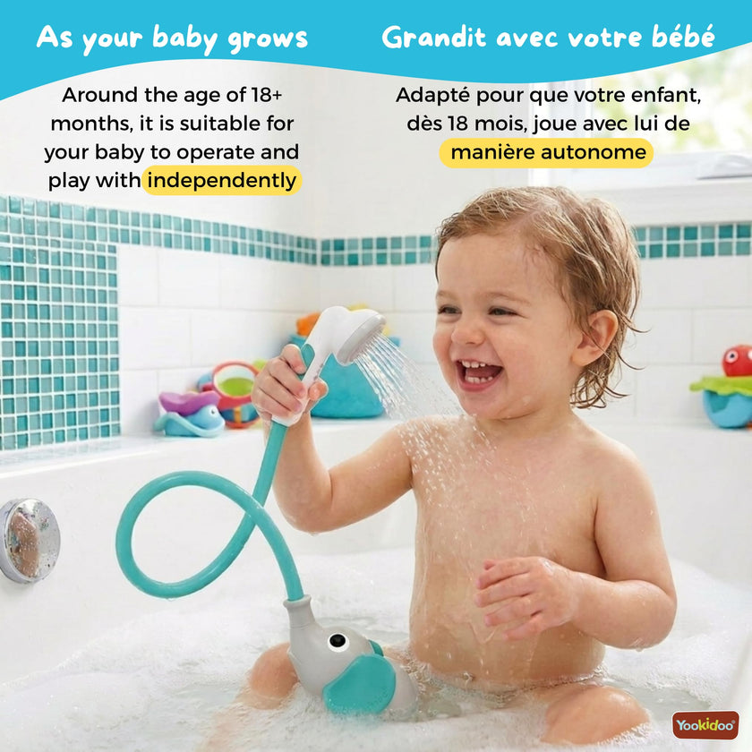 Yookidoo - Elephant Baby Bath Shower Head - Compact & Portable Baby Shower and Toy - Suitable for Newborns, Infants, and Toddlers - from Birth - Teal - 40212 🍁 All In One Marketplace Canada