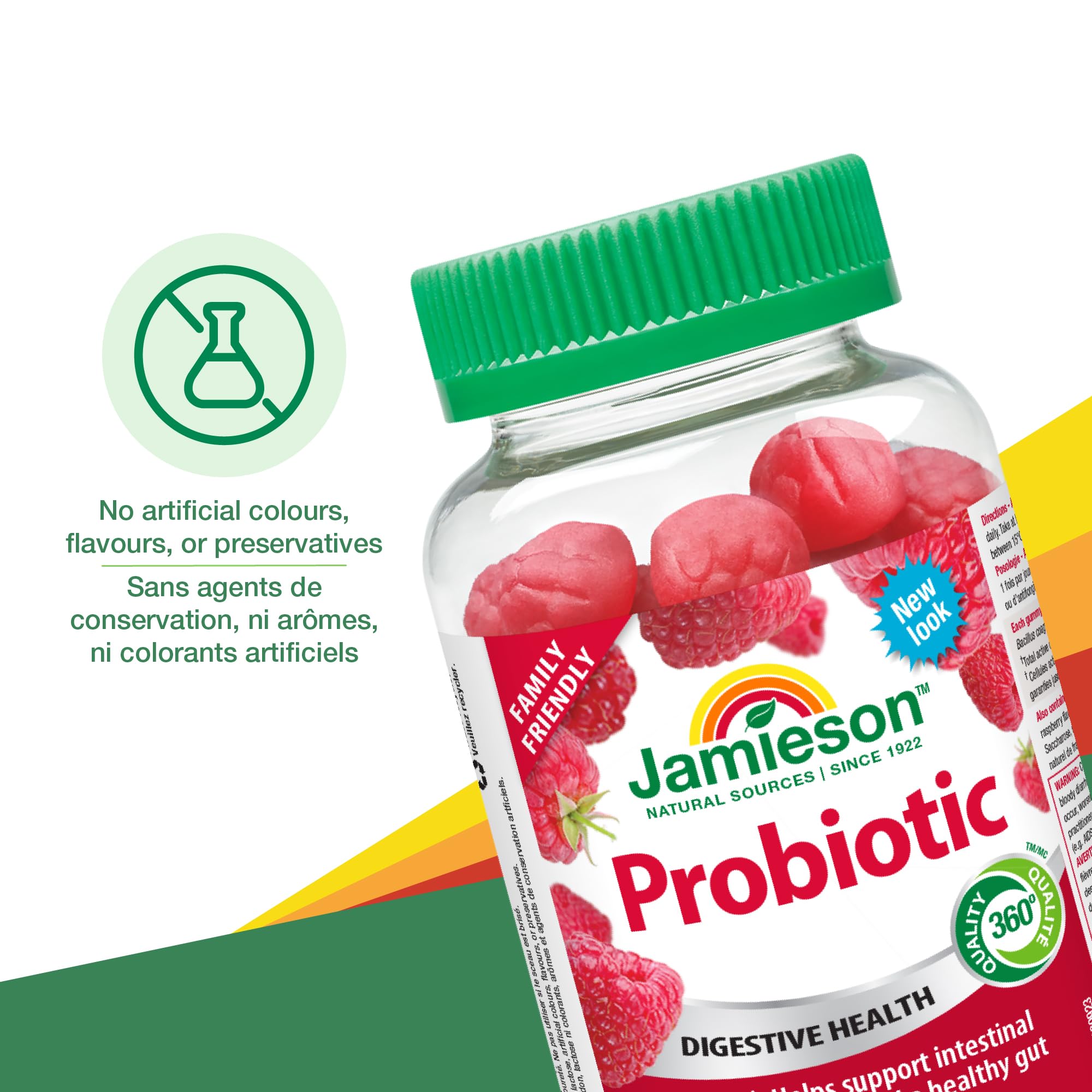 Jamieson Probiotic Gummy, 1 Billion CFU, Berry Blast Flavour, Family Friendly (3+). 45 Gummies. Improves Digestive Health, Supports a Healthy Microbiome, No Artificial Colours or Flavours 🍁 All In One Marketplace Canada
