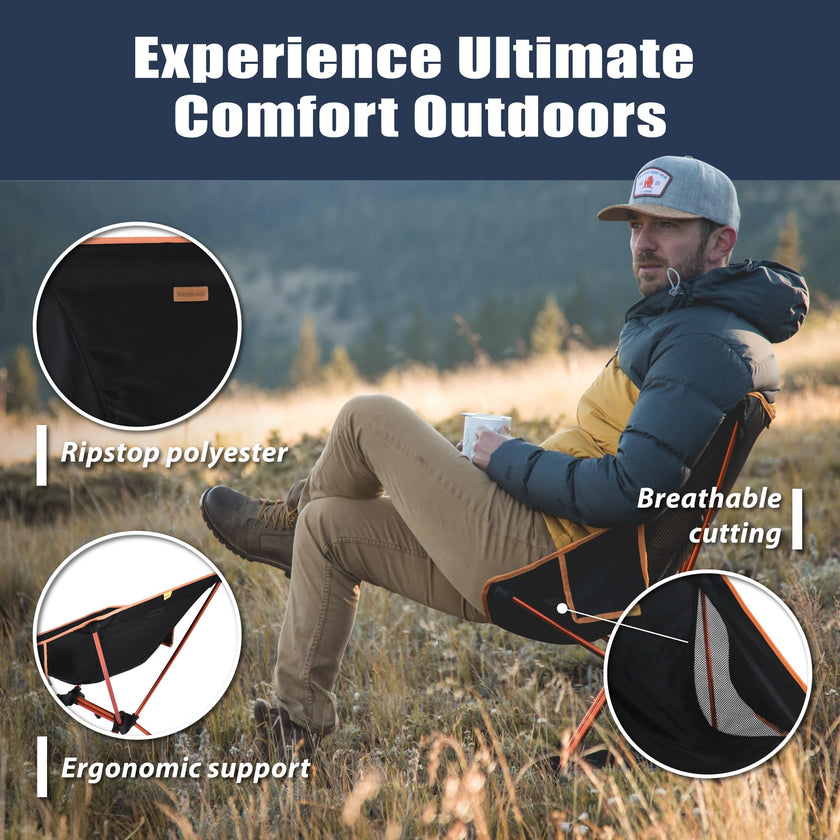 TREKOLOGY YIZI GO Camping Chair for Adult – Compact, Foldable, Lightweight 0.9 kg, 136 kg Capacity, Durable Aluminum, Quick Setup, Ideal for Backpacking, Beach, and Outdoor Adventures (Black) 🍁 All In One Marketplace Canada