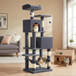 Feandrea Cat Tree Tower, 155 cm Multi-Level Cat Condo with 5 Scratching Posts, 2 Perches, 2 Caves, Hammock, 2 Pompoms, Smoky Gray UPCT192G01 🍁 All In One Marketplace Canada