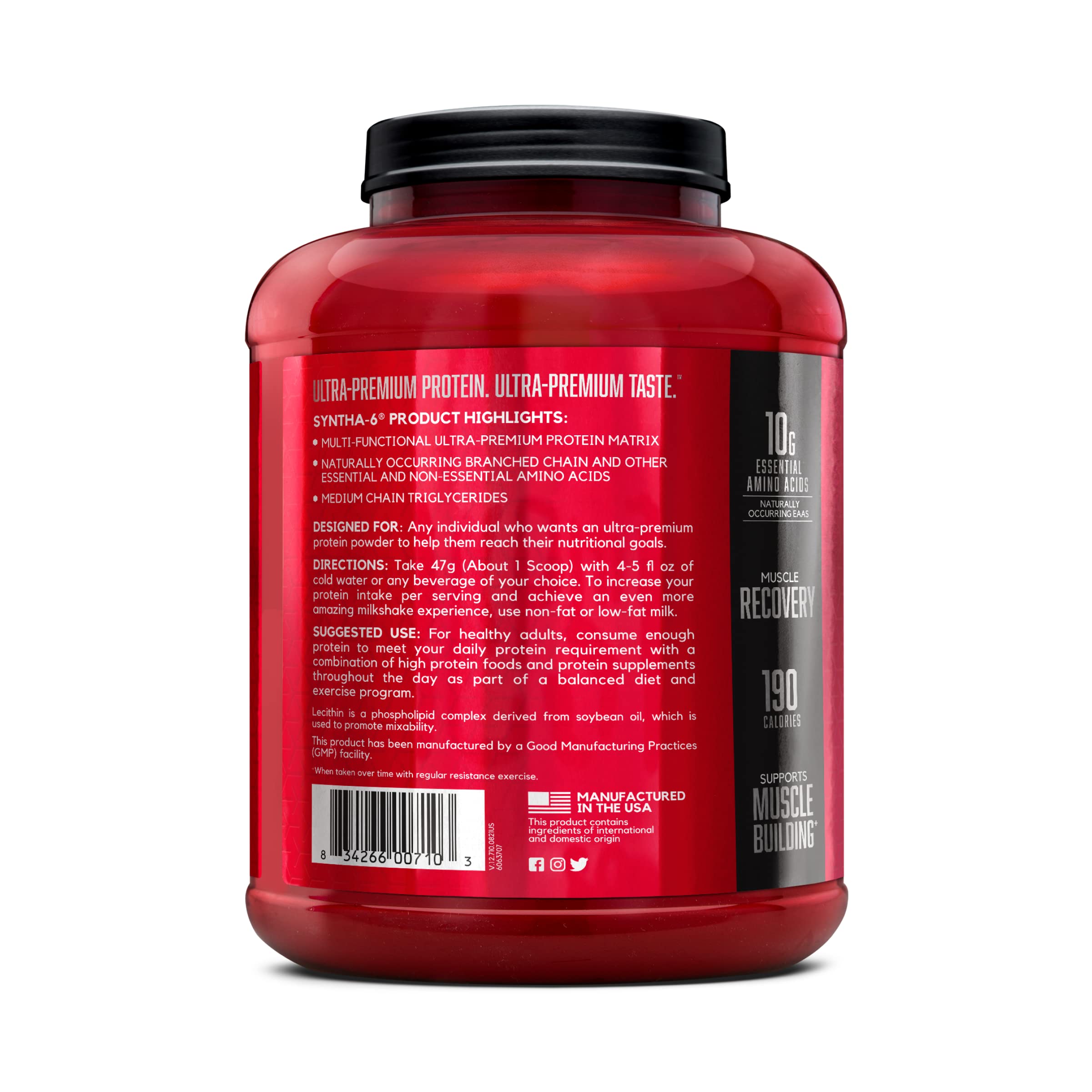 BSN SYNTHA-6 Premium Protein Powder Matrix: Whey Protein + Micellar Casein + Milk Protein Isolate, 2.270g - Vanilla Ice Cream, 48 servings (packaging may vary) 🍁 All In One Marketplace Canada