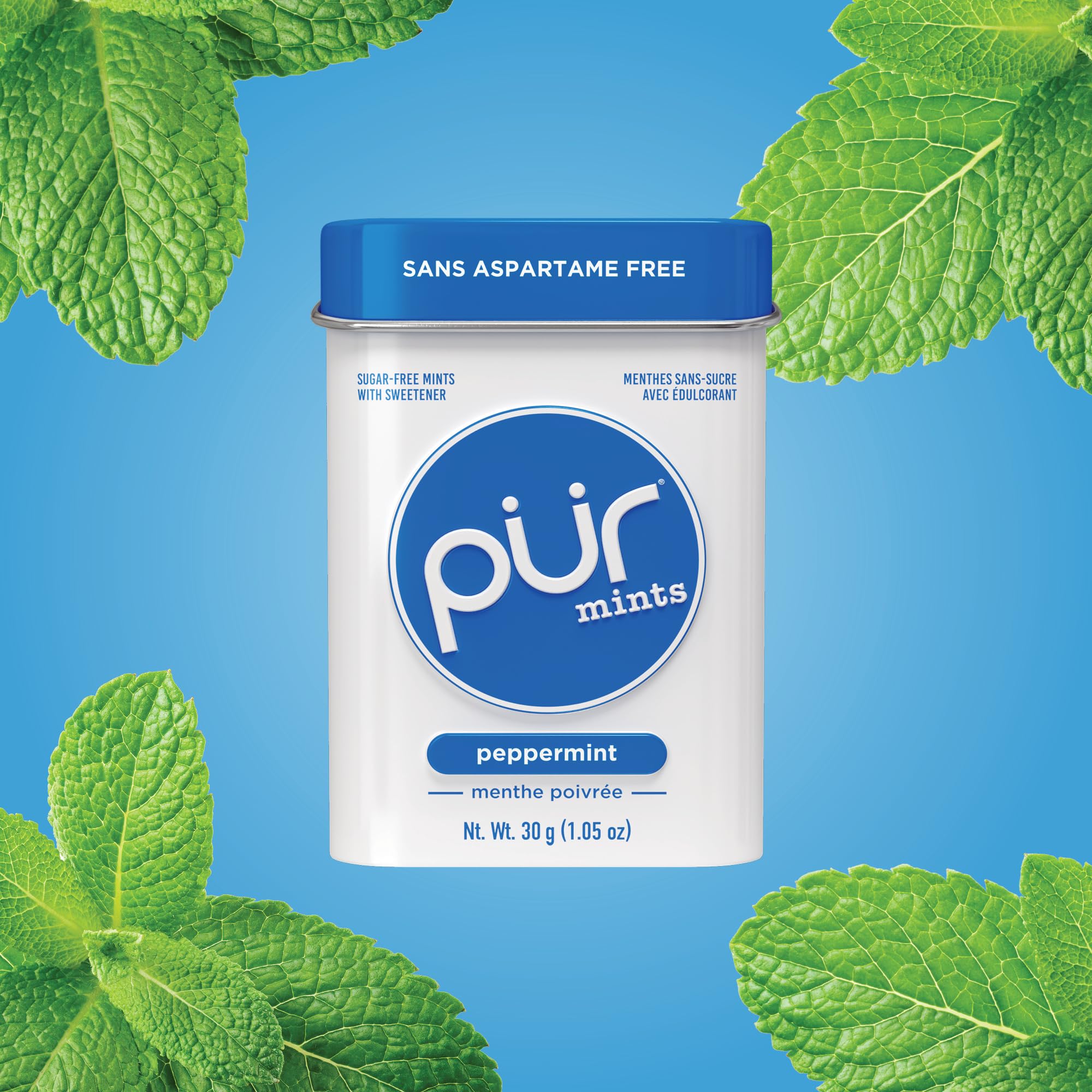 PUR Mints | Aspartame Free | Made with Xylitol | Sugar Free, Vegan, Gluten Free & Keto Friendly | Natural Peppermint Flavoured Mints, 30 Pieces (Pack of 12) 🍁 All In One Marketplace Canada