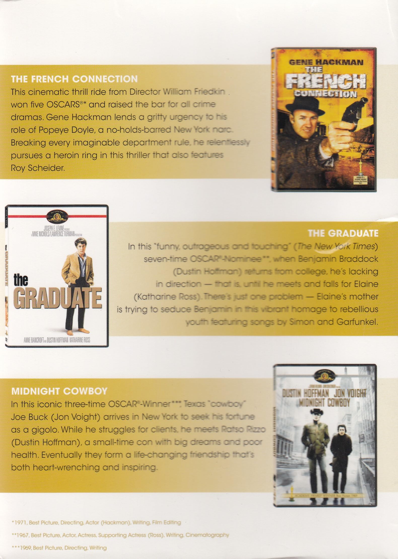 The French Connection / The Graduate / Midnight Cowboy (Boxset)