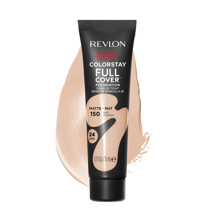 Revlon ColorStay Full Cover Longwear Matte Foundation, Heat & Sweat Resistant Lightweight Face Makeup, Buff (150), 1.0 oz/ 30ml 🍁 All In One Marketplace Canada