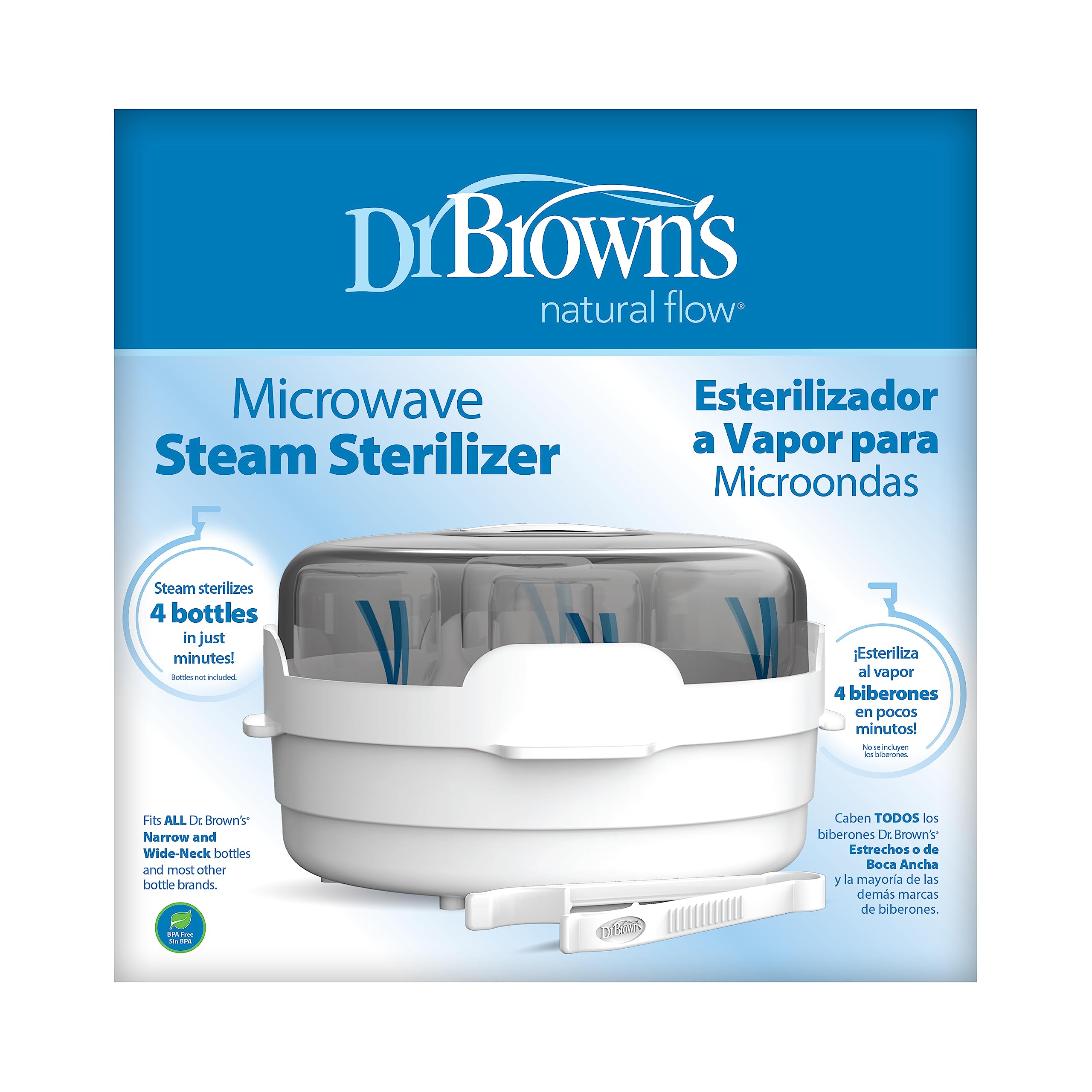 Dr. Brown's Microwave Steam - for Baby Bottles, Nipples, Bottle Parts, Pacifiers, Teethers and Breast Pump Parts 🍁 All In One Marketplace Canada