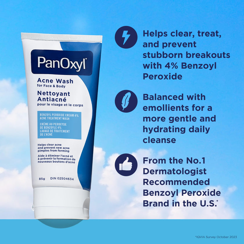 PanOxyl Acne Wash, 4% Benzoyl Peroxide, For Face & Body, 85g, Pack of 2 🍁 All In One Marketplace Canada