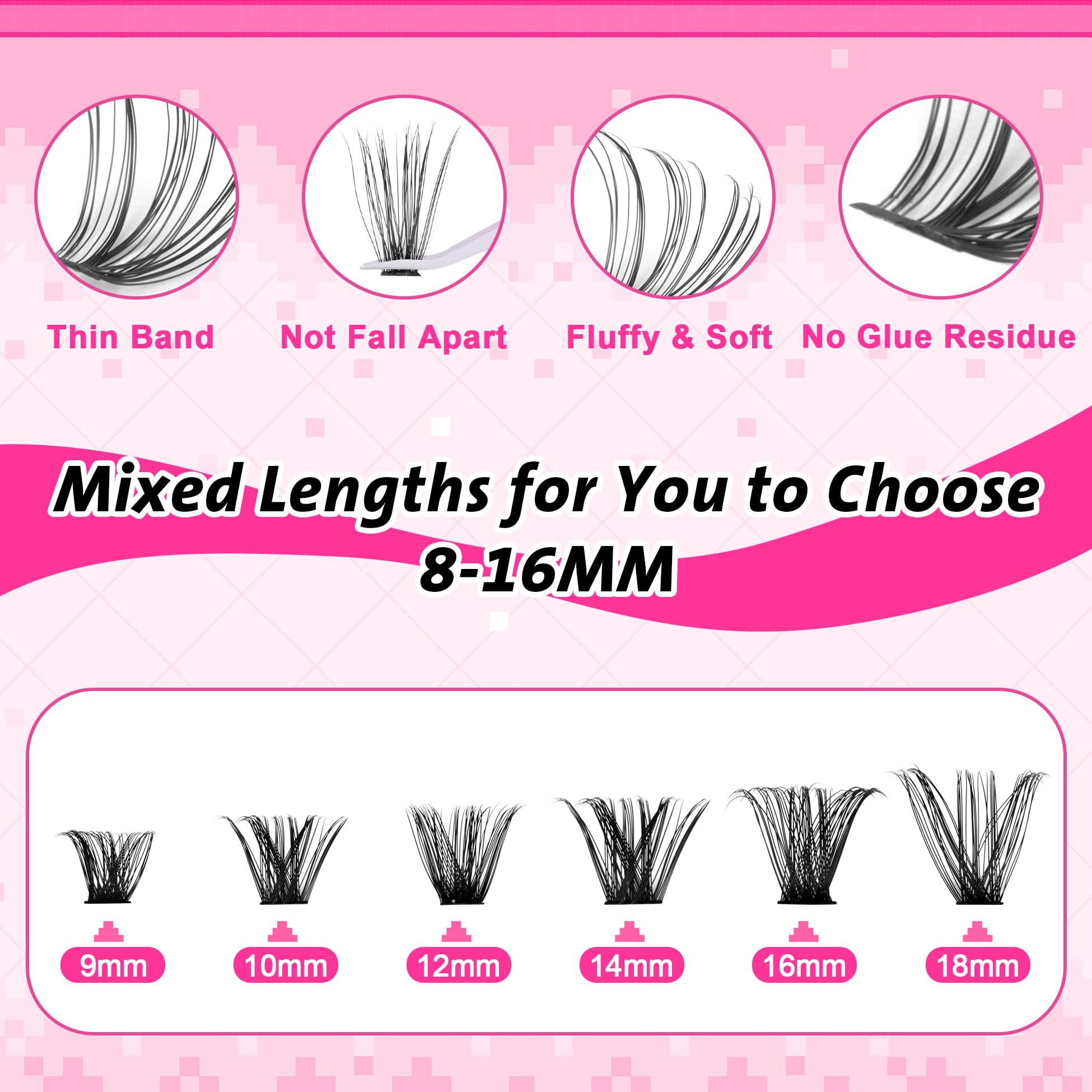 wiwoseo Cluster Eyelash Extensions 560pcs Lash Clusters Wipsy Cluster Lashes D Curl Eyelashes Clusters Individual Lashes DIY Lash Extensions Cluster Eyelash Natural Look Eyelashes (8-16MM) 🍁 All In One Marketplace Canada