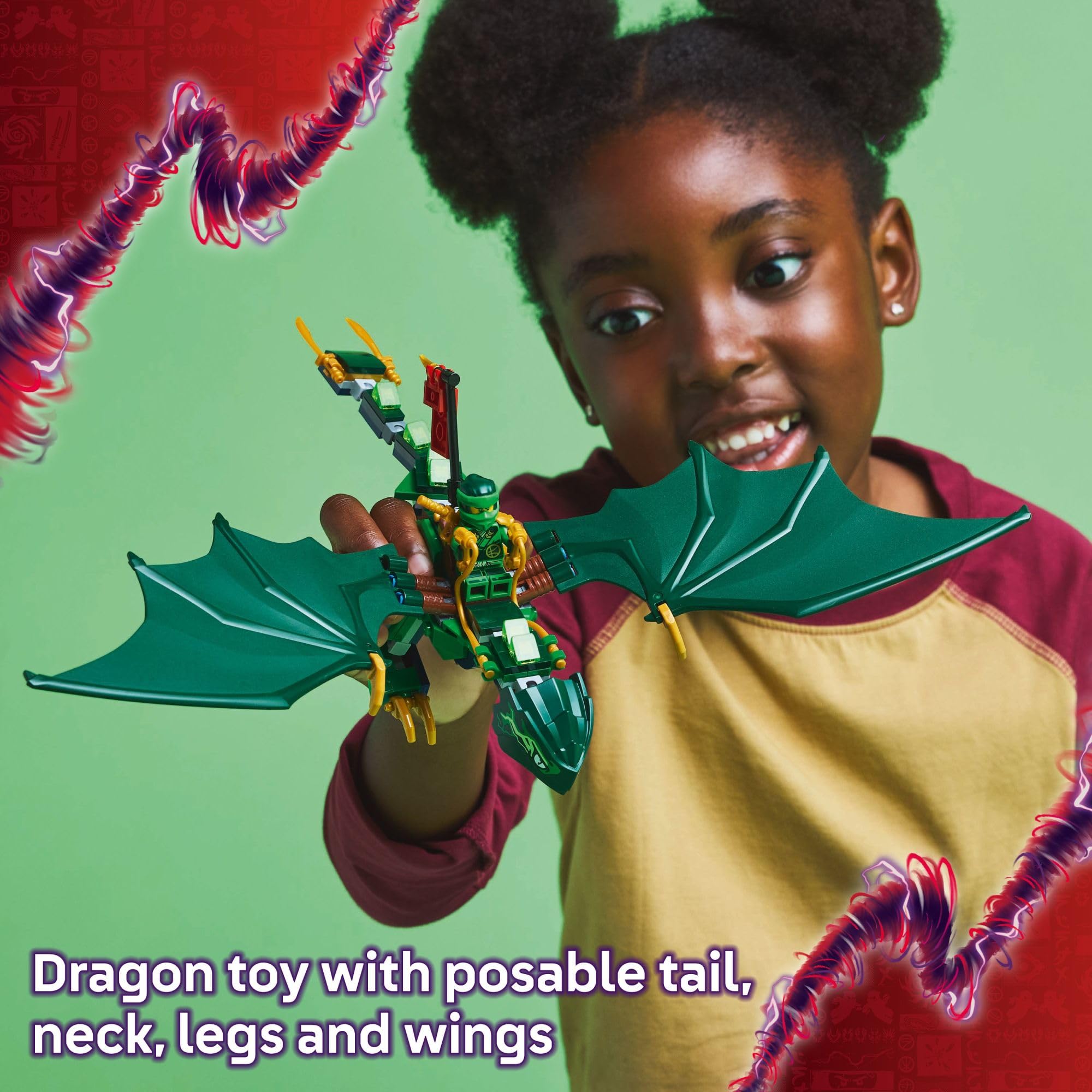 LEGO NINJAGO Lloyd's Green Forest Dragon Toy - Pretend Play Building Toy for Boys and Girls, Ages 6+ - Dragon Figurine with 2 Minifigures for Kids - Gift Idea for Birthdays - 71829 🍁 All In One Marketplace Canada