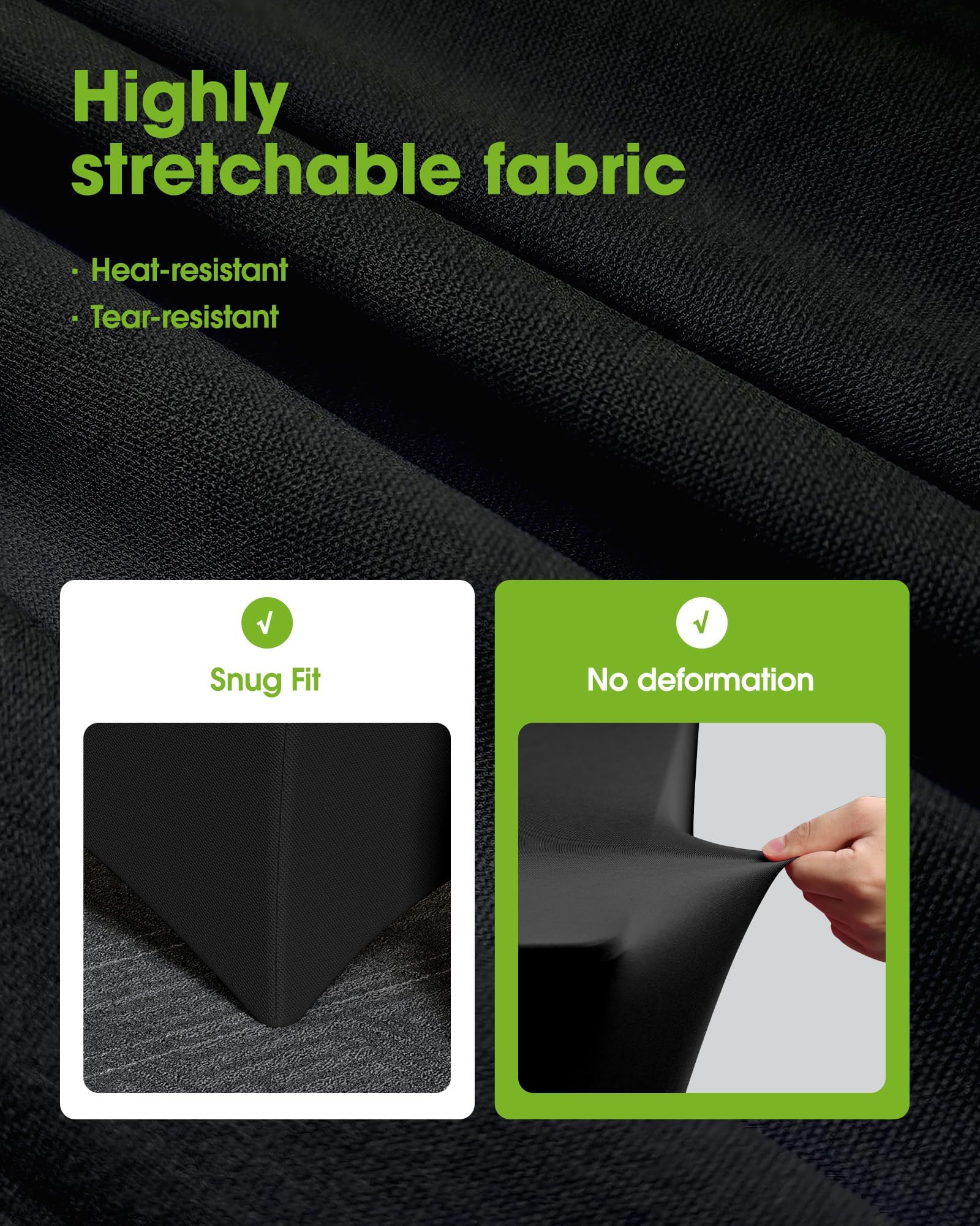 Pureegg Spandex Tablecloth 6ft - 2 Pack, Fitted and Tight Table Cloth for Rectangular Table, Wrinkle-Free and Stretch Table Cover for Party, Wedding, and Banquet, Black, 72
