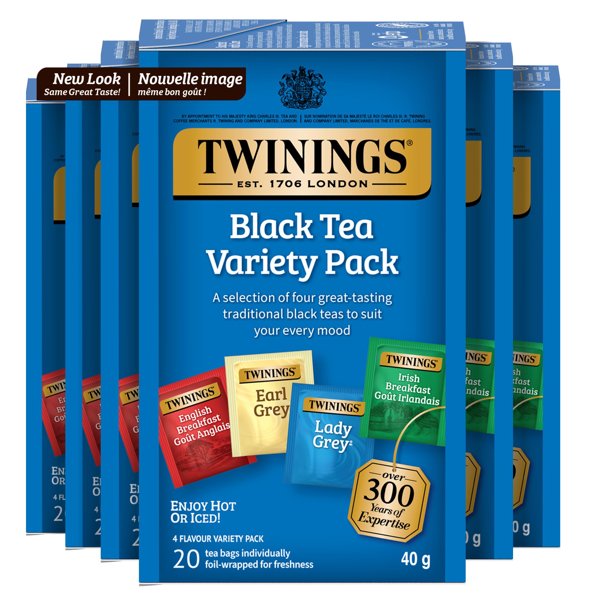 Twinings Variety Pack Individually Wrapped Teabags, Caffeinated Earl Grey, Lady Grey, Irish & English Breakfast Teas, 20 Count (Pack of 6), Enjoy Hot or Iced 🍁 All In One Marketplace Canada