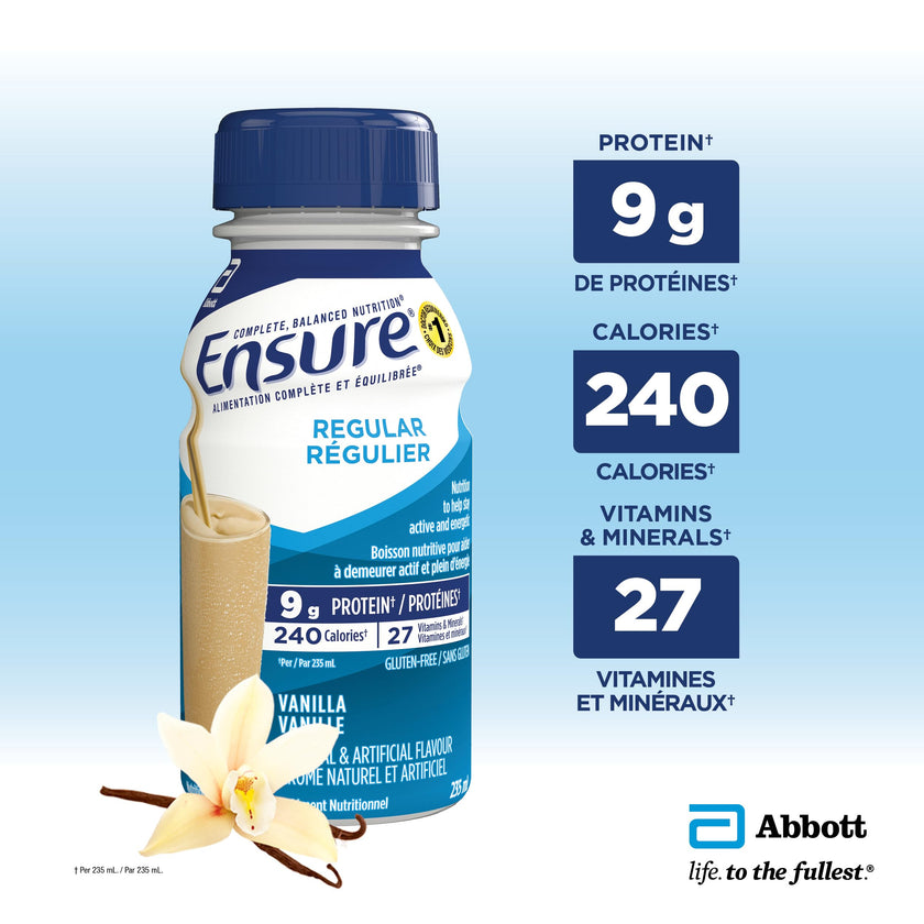 Ensure Regular, Nutritional Supplement Shake Value Pack, Nutrition To Stay Active And Energetic, Vanilla, 24 x 235-mL Bottles 🍁 All In One Marketplace Canada