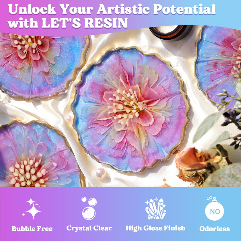LET'S RESIN Casting Epoxy Resin Kit, 1L(34oz) Crystal Clear & Bubble Free Epoxy Resin and Hardener, High Gloss Resin Kit for DIY Art, Mould Casting, Wood, Jewellery Making, Coasters, Table Top 🍁 All In One Marketplace Canada