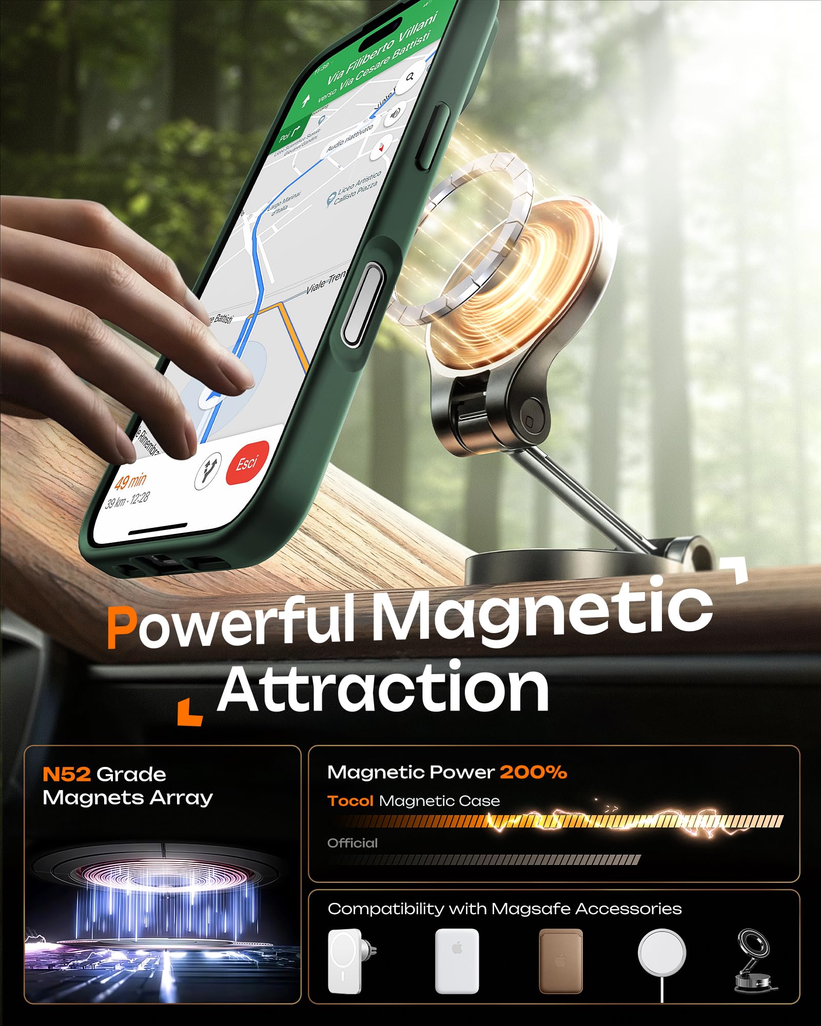 TOCOL for iPhone 17 Case, Full Camera Protection, Built-in Magnetic Ring, Compatible with Magsafe, Drop Protection, Translucent Matte Phone Case for iPhone 17 6.3 inch (Alpine Green) 🍁 All In One Marketplace Canada