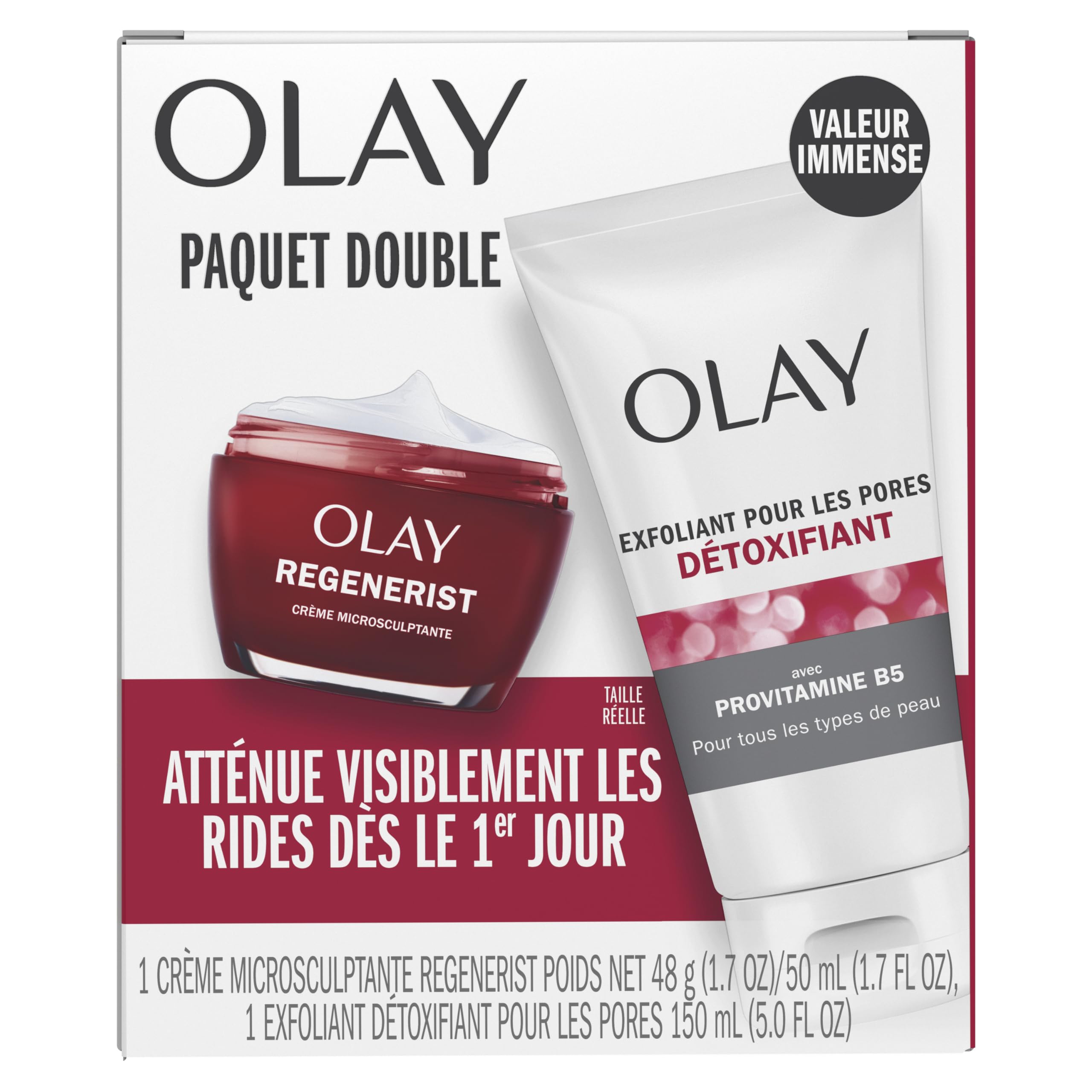 Olay Regenerist Advanced Anti Aging Duo Pack, Micro-sculpting Cream with Hyaluronic Acid and Niacinamide 50 mL, Pore Cleanser, 150 mL 🍁 All In One Marketplace Canada