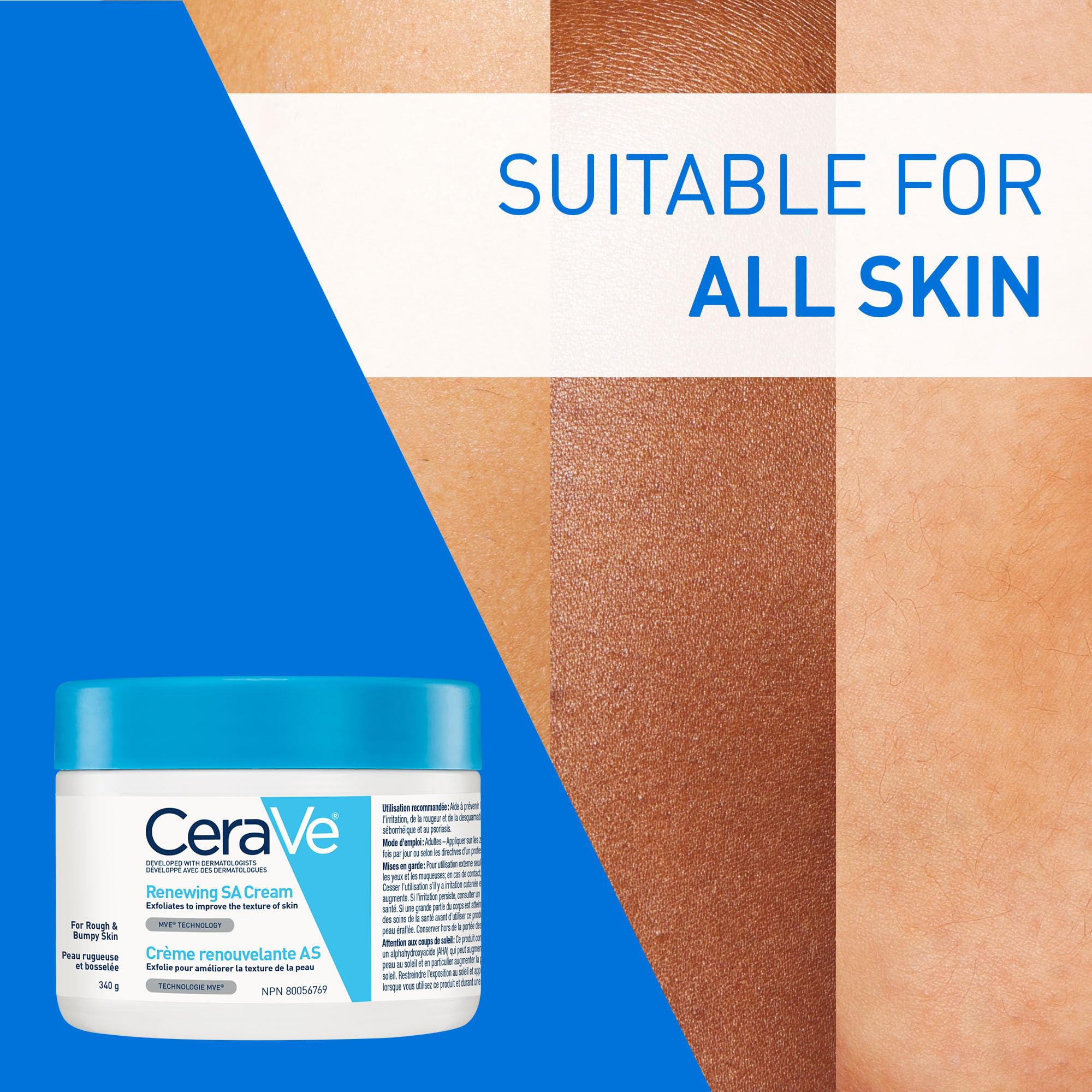 CeraVe Salicylic Acid Cream, Renewing SA Body Cream for Very Dry, Rough & Bumpy Skin, Psoriasis, Keratosis Pilaris, Itching & Flaking. With Lactic Acid, Hyaluronic Acid, Fragrance Free, 340g 🍁 All In One Marketplace Canada